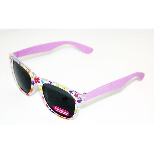 Børne Solbrille transperant front lilla stænger med sorte glas