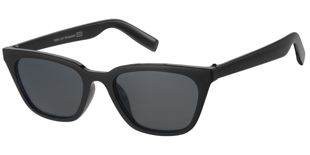 Solbrille Dame brille blank sort stel med sorte glas