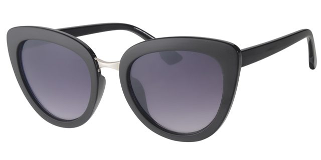 Solbrille dame blank sort stel med graduerede sorte glas